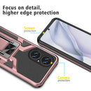 For Huawei P50 Armor 2 in 1 Magnetic Shockproof Phone Case with Foldable Holder(Rose Gold)