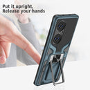 For Huawei P50 Pro Armor 2 in 1 Magnetic Shockproof Phone Case with Foldable Holder(Cyan)