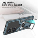 For Huawei P50 Pro Armor 2 in 1 Magnetic Shockproof Phone Case with Foldable Holder(Cyan)
