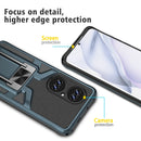 For Huawei P50 Pro Armor 2 in 1 Magnetic Shockproof Phone Case with Foldable Holder(Cyan)