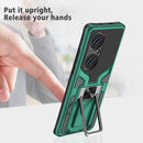 For Huawei P50 Pro Armor 2 in 1 Magnetic Shockproof Phone Case with Foldable Holder(Green)