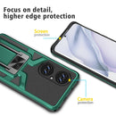 For Huawei P50 Pro Armor 2 in 1 Magnetic Shockproof Phone Case with Foldable Holder(Green)