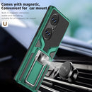 For Huawei P50 Pro Armor 2 in 1 Magnetic Shockproof Phone Case with Foldable Holder(Green)