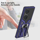 For Huawei P50 Pro Armor 2 in 1 Magnetic Shockproof Phone Case with Foldable Holder(Blue)