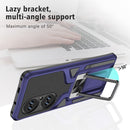 For Huawei P50 Pro Armor 2 in 1 Magnetic Shockproof Phone Case with Foldable Holder(Blue)