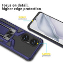 For Huawei P50 Pro Armor 2 in 1 Magnetic Shockproof Phone Case with Foldable Holder(Blue)