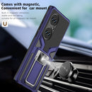 For Huawei P50 Pro Armor 2 in 1 Magnetic Shockproof Phone Case with Foldable Holder(Blue)