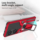 For Huawei P50 Pro Armor 2 in 1 Magnetic Shockproof Phone Case with Foldable Holder(Red)