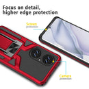 For Huawei P50 Pro Armor 2 in 1 Magnetic Shockproof Phone Case with Foldable Holder(Red)