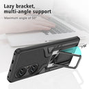 For Huawei P50 Pro Armor 2 in 1 Magnetic Shockproof Phone Case with Foldable Holder(Black)