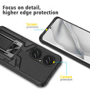 For Huawei P50 Pro Armor 2 in 1 Magnetic Shockproof Phone Case with Foldable Holder(Black)