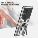 For Huawei P50 Pro Armor 2 in 1 Magnetic Shockproof Phone Case with Foldable Holder(Silver)