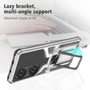 For Huawei P50 Pro Armor 2 in 1 Magnetic Shockproof Phone Case with Foldable Holder(Silver)