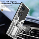 For Huawei P50 Pro Armor 2 in 1 Magnetic Shockproof Phone Case with Foldable Holder(Silver)