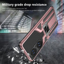 For Huawei P50 Pro Armor 2 in 1 Magnetic Shockproof Phone Case with Foldable Holder(Rose Gold)