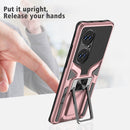 For Huawei P50 Pro Armor 2 in 1 Magnetic Shockproof Phone Case with Foldable Holder(Rose Gold)