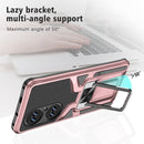 For Huawei P50 Pro Armor 2 in 1 Magnetic Shockproof Phone Case with Foldable Holder(Rose Gold)