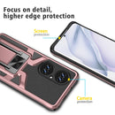 For Huawei P50 Pro Armor 2 in 1 Magnetic Shockproof Phone Case with Foldable Holder(Rose Gold)