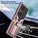 For Huawei P50 Pro Armor 2 in 1 Magnetic Shockproof Phone Case with Foldable Holder(Rose Gold)
