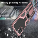 For Samsung Galaxy A12 Armor 2 in 1 Magnetic Shockproof Phone Case with Foldable Holder(Rose Gold)