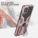 For Samsung Galaxy A12 Armor 2 in 1 Magnetic Shockproof Phone Case with Foldable Holder(Rose Gold)