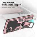 For Samsung Galaxy A12 Armor 2 in 1 Magnetic Shockproof Phone Case with Foldable Holder(Rose Gold)