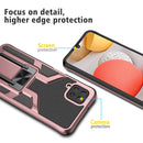 For Samsung Galaxy A12 Armor 2 in 1 Magnetic Shockproof Phone Case with Foldable Holder(Rose Gold)