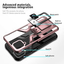 For Samsung Galaxy A12 Armor 2 in 1 Magnetic Shockproof Phone Case with Foldable Holder(Rose Gold)