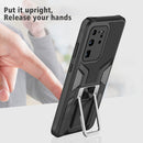 For Samsung Galaxy S20 Ultra Armor 2 in 1 Magnetic Shockproof Phone Case with Foldable Holder(Black)