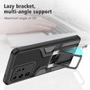 For Samsung Galaxy S20 Ultra Armor 2 in 1 Magnetic Shockproof Phone Case with Foldable Holder(Black)