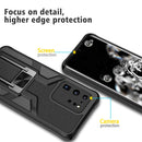 For Samsung Galaxy S20 Ultra Armor 2 in 1 Magnetic Shockproof Phone Case with Foldable Holder(Black)