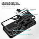 For Samsung Galaxy S20 Ultra Armor 2 in 1 Magnetic Shockproof Phone Case with Foldable Holder(Black)
