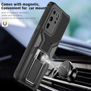 For Samsung Galaxy S20 Ultra Armor 2 in 1 Magnetic Shockproof Phone Case with Foldable Holder(Black)