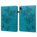 For Xiaomi Pad 5 / 5 Pro Embossed Butterfly Pattern Horizontal Flip Leather Tablet Case(Blue)
