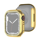 Electroplating PC Single Row Diamond Protective Case For Apple Watch Series 7 45mm(Gold)