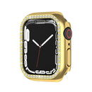 Electroplating PC Single Row Diamond Protective Case For Apple Watch Series 7 45mm(Gold)