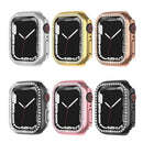 Electroplating PC Single Row Diamond Protective Case For Apple Watch Series 7 45mm(Gold)