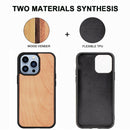 Wood Veneer TPU Shockproof Phone Case For iPhone 13 Pro Max(Cherry Wood)