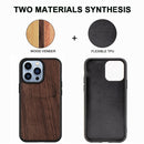 Wood Veneer TPU Shockproof Phone Case For iPhone 13 Pro Max(Walnut)