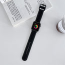 Honeycomb Hole Sewing Silicone Watch Band For Apple Watch Series 7 41mm / 6&SE&5&4 40mm / 3&2&1 38mm(Black Green)