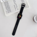 Honeycomb Hole Sewing Silicone Watch Band For Apple Watch Series 7 45mm / 6&SE&5&4 44mm / 3&2&1 42mm(Black White)