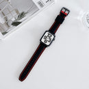 Two-color Silicone Hydraulic Buckle Watch Band For Apple Watch Series 7 45mm / 6&SE&5&4 44mm / 3&2&1 42mm(Black Red)
