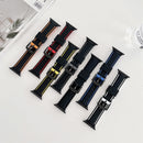 Two-color Silicone Hydraulic Buckle Watch Band For Apple Watch Series 7 45mm / 6&SE&5&4 44mm / 3&2&1 42mm(Black Yellow)