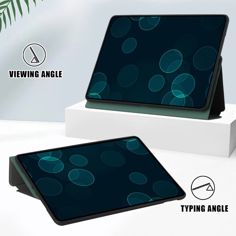 For iPad Air 2019/Pro 10.5 2019/10.2 2019&2020 Dual-Folding Horizontal Flip Tablet Leather Case with Holder & Sleep / Wake-up Function(Dark Green)