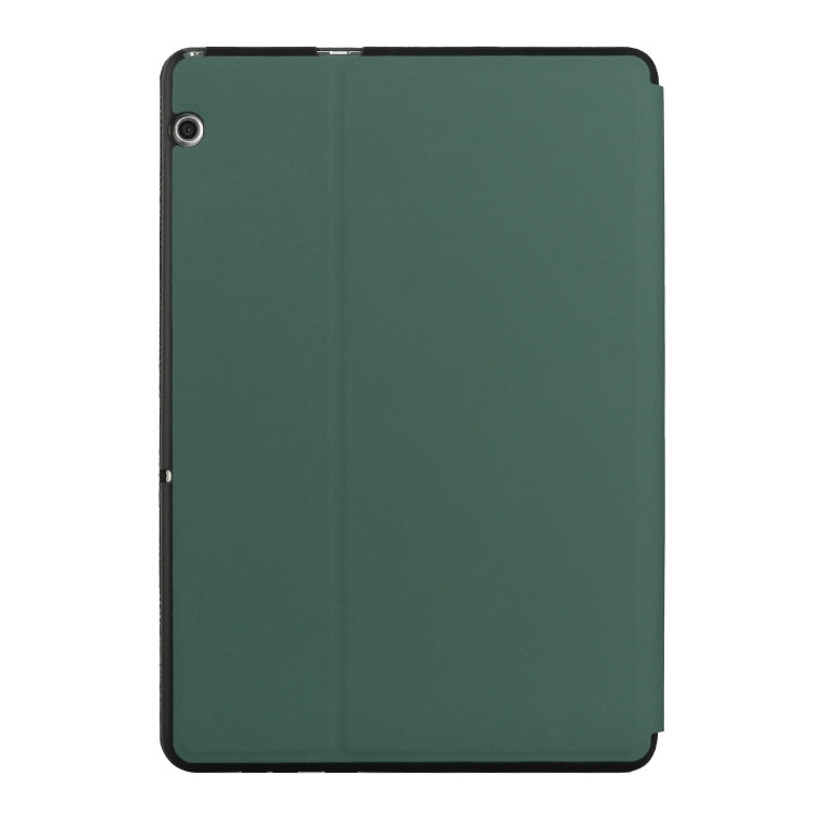 For Huawei MediaPad T5 10 Dual-Folding Horizontal Flip Tablet Leather Case with Holder(Dark Green)