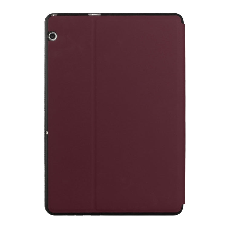 For Huawei MediaPad T5 10 Dual-Folding Horizontal Flip Tablet Leather Case with Holder(Wine Red)