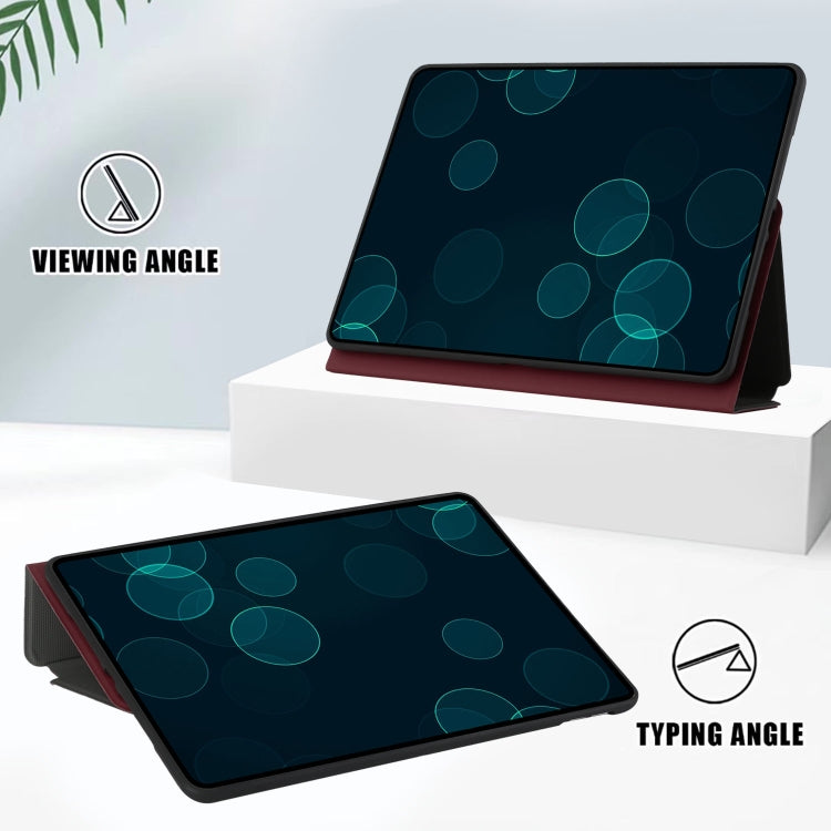 For Huawei MediaPad T5 10 Dual-Folding Horizontal Flip Tablet Leather Case with Holder(Wine Red)