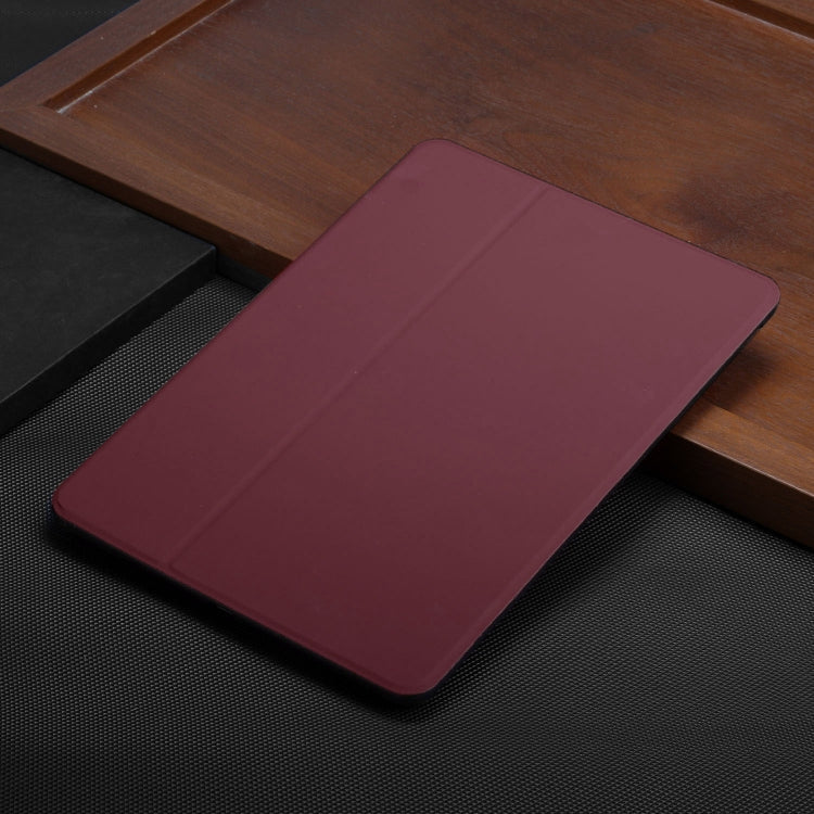 For Huawei MediaPad T5 10 Dual-Folding Horizontal Flip Tablet Leather Case with Holder(Wine Red)