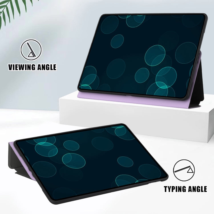 For Huawei MediaPad T5 10 Dual-Folding Horizontal Flip Tablet Leather Case with Holder(Light Purple)