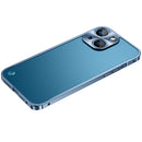 Metal Frame Frosted PC Shockproof Phone Case For iPhone 13 mini(Ocean Blue)
